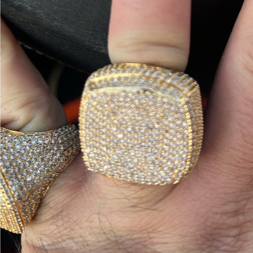 Plunger Ring statement 18k dippped busted down .01cvv diamonds size 10 ring
